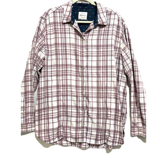 Jachs Girlfriend Women Flannel Shirt Plaid Pearl Snap Pockets Lavender sz XXL 2x - Picture 1 of 9